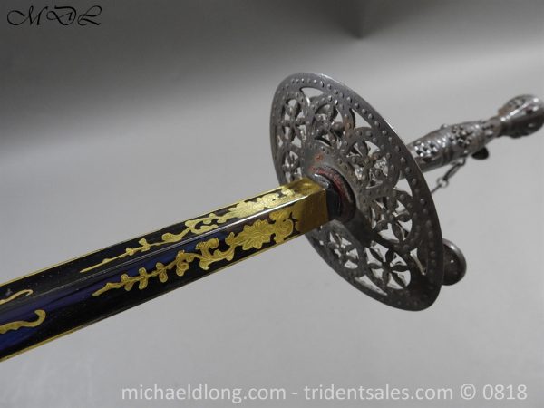 Steel Hilted Small Sword with Blue and Gilt Blade - Image 4