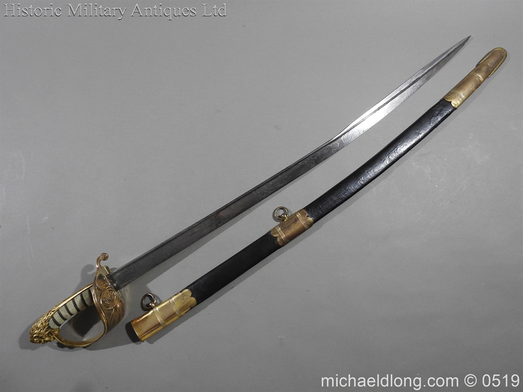 Royal Naval Officer's Pipe Back Sword By Dudley