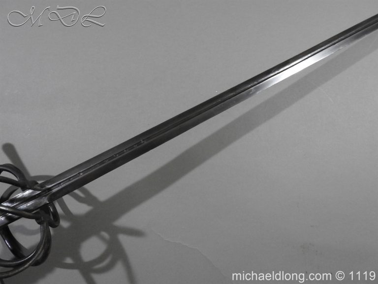 Historical Swept Hilt Rapier Sword, EN45 Steel Blade With Leather-Wrapped Grip