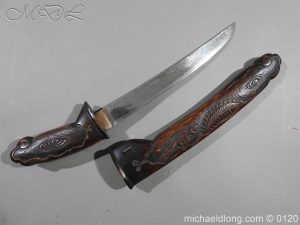 Japanese Tanto in Curved Wood Mounts