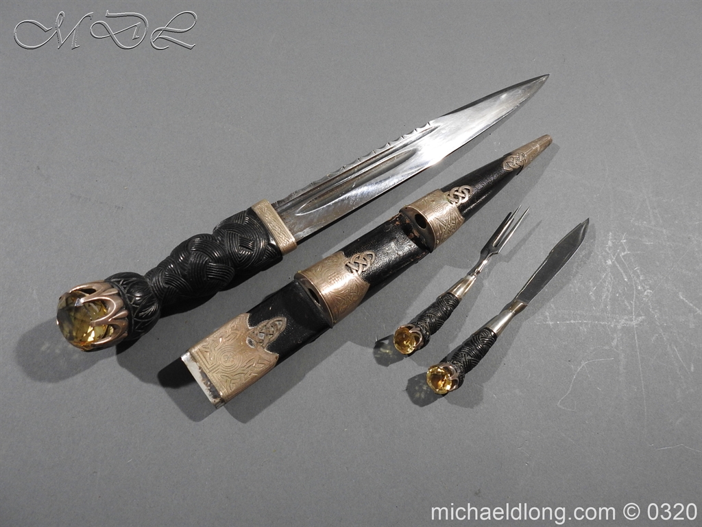 Scottish Silver Cased Dress Dirk - Clan Cockburn - Image 3