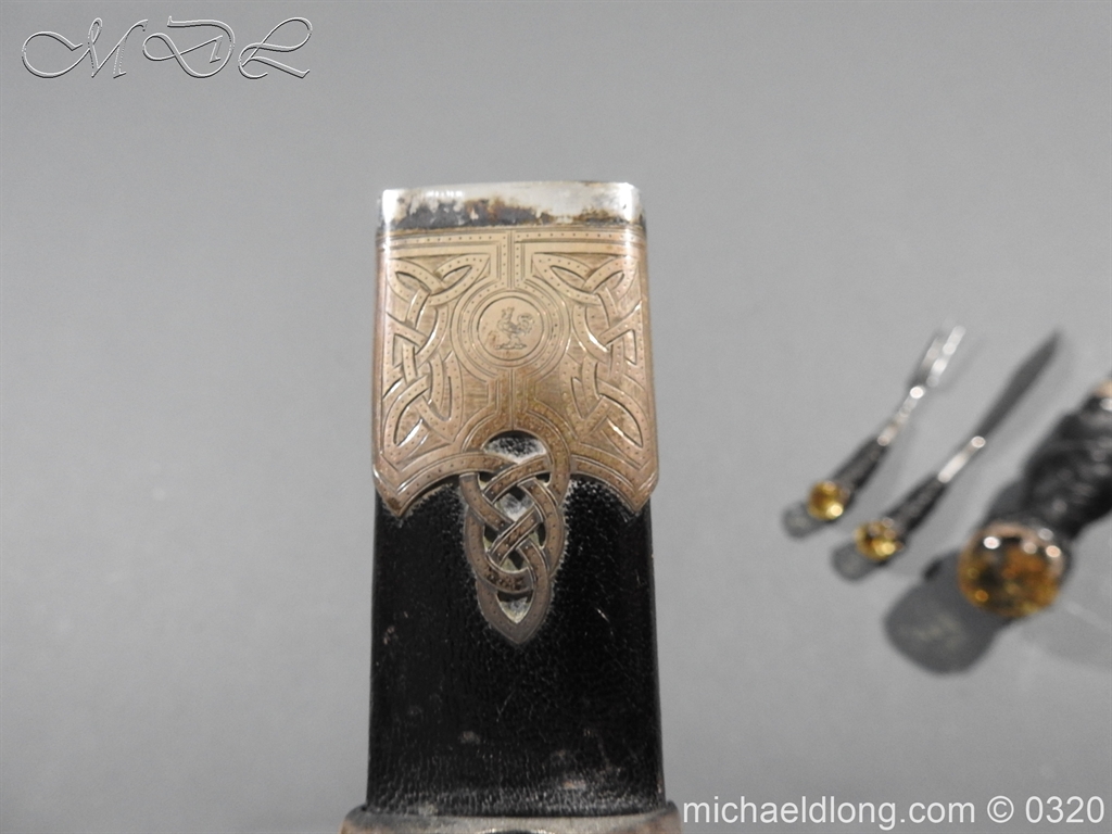 Scottish Silver Cased Dress Dirk - Clan Cockburn - Image 5