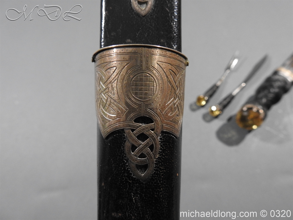 Scottish Silver Cased Dress Dirk - Clan Cockburn - Image 6