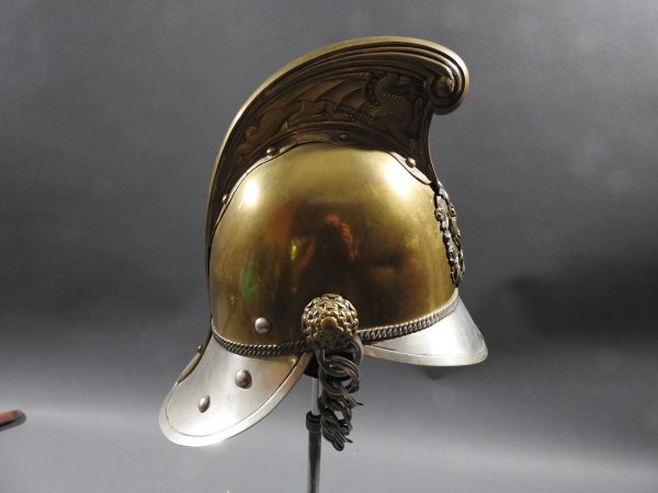British Presentation Fire Helmet dated 1889 - Image 5