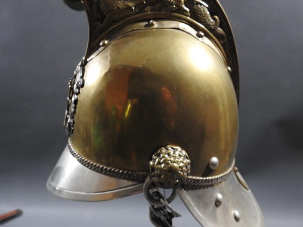 British Presentation Fire Helmet dated 1889 - Image 9