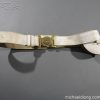 British White Buff Leather Victorian Belt