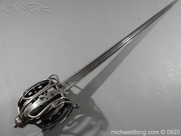 English Dragoon Officer's Basket Hilted Sword c 1740 - Image 5
