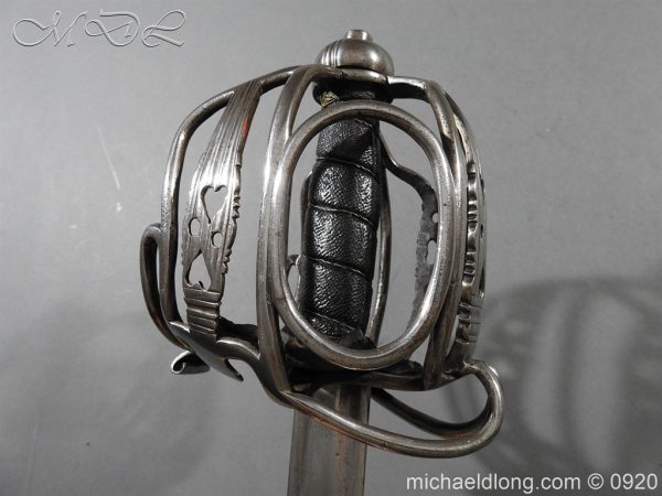michaeldlong.com 11350 600x450 English Dragoon Officer's Basket Hilted Sword c 1740
