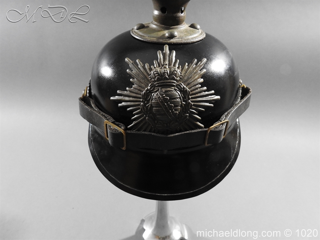 Saxon Infantry Ersatz Enlisted Pickelhaube dated 1918 - Image 2