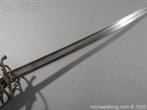 English Officer's Basket Hilt Hanger 18th Century - Image 3