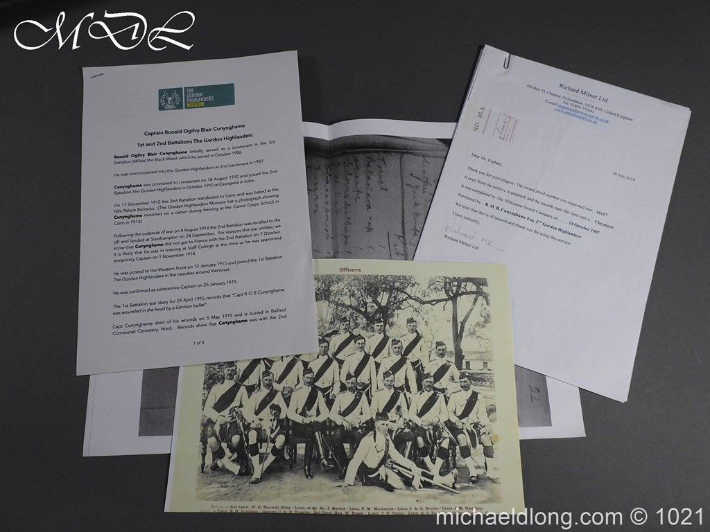 WW1 Gordon Highlanders Officer’s Sword by Wilkinson - Image 5