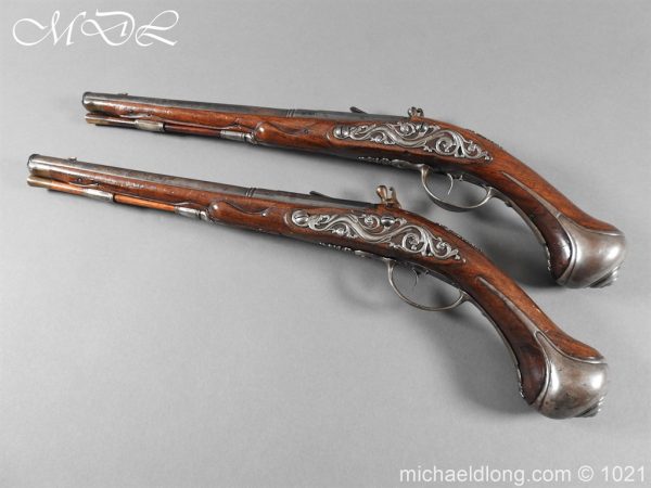 michaeldlong.com 22636 600x450 A Pair of flintlock Pistols by Winckhler Munich c 1700