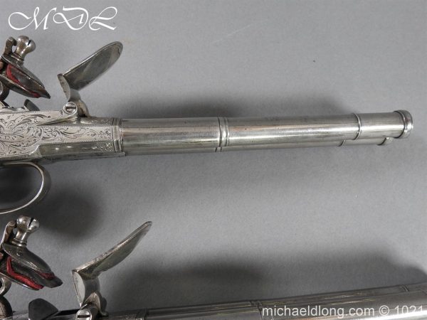 A Pair of 54 Bore Double Barrelled Flintlock Pistol by Grice 1778 - Image 5
