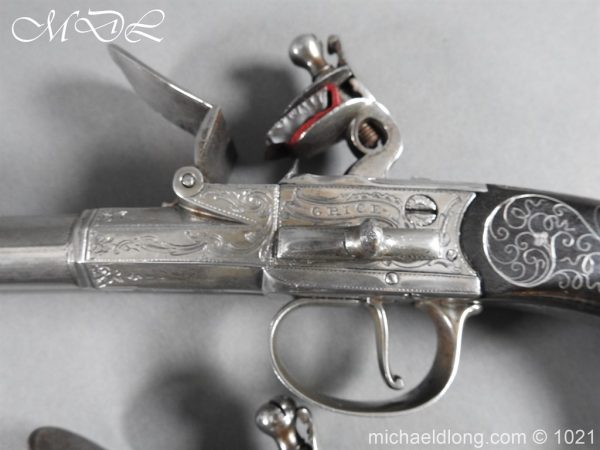 A Pair of 54 Bore Double Barrelled Flintlock Pistol by Grice 1778 - Image 21