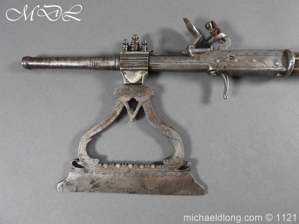 michaeldlong.com 23231 600x450 Indian Combination Weapon Flintlock Axe and Dagger