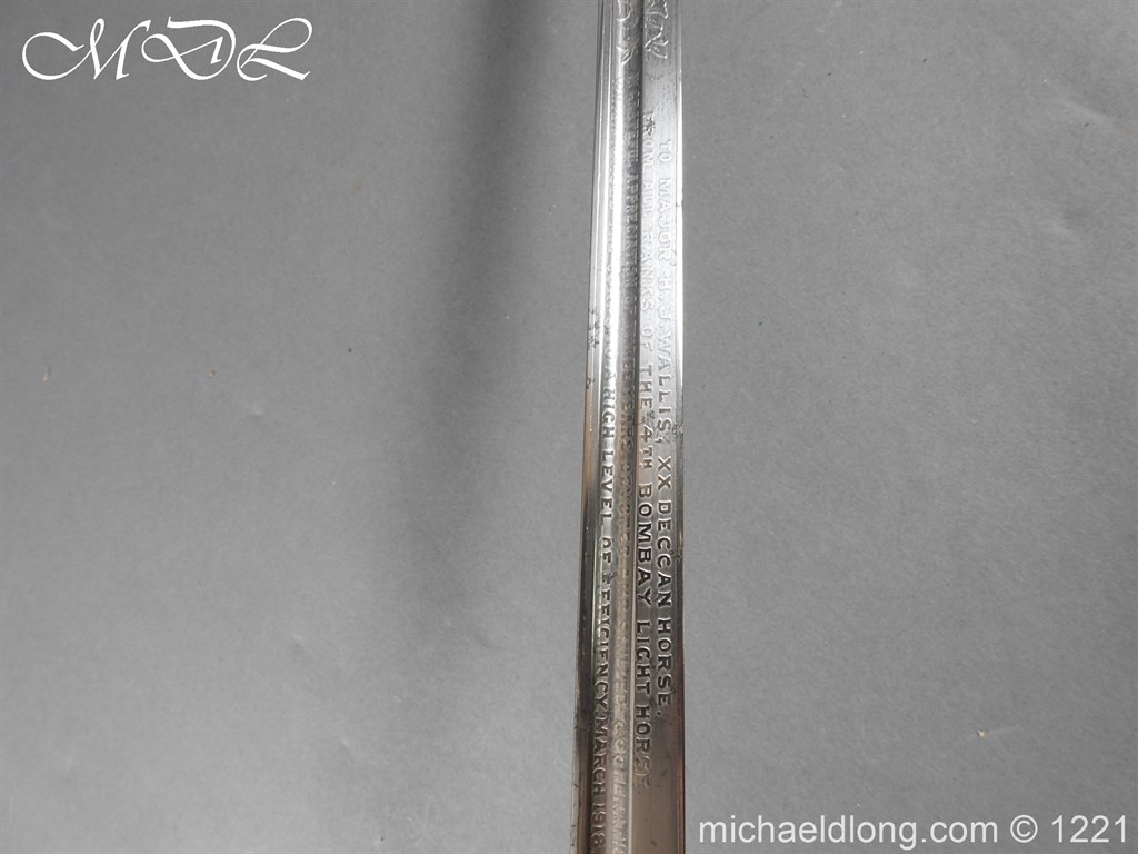Deccan Horse Presentation 1912 Sword by Wilkinson - Image 11