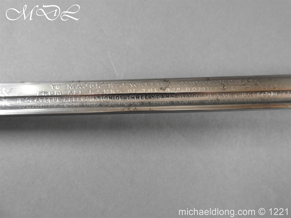 Deccan Horse Presentation 1912 Sword by Wilkinson - Image 9