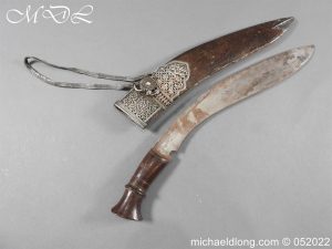 19th century Kukri or Khukuri with Silver Mounted Scabbard