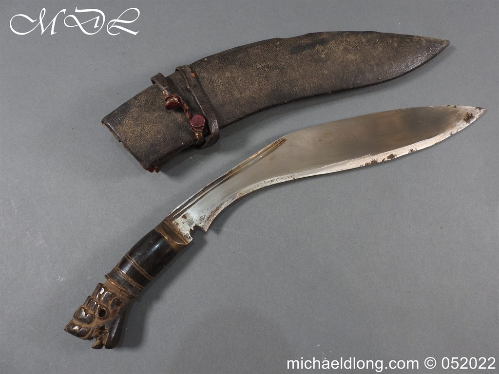 19th century Kukri or Khukuri Carved Hilt