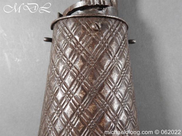 michaeldlong.com 3001678 600x450 Italian Iron powder flask Early 17th Century
