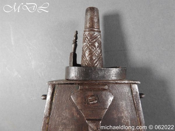 michaeldlong.com 3001681 600x450 Italian Iron powder flask Early 17th Century
