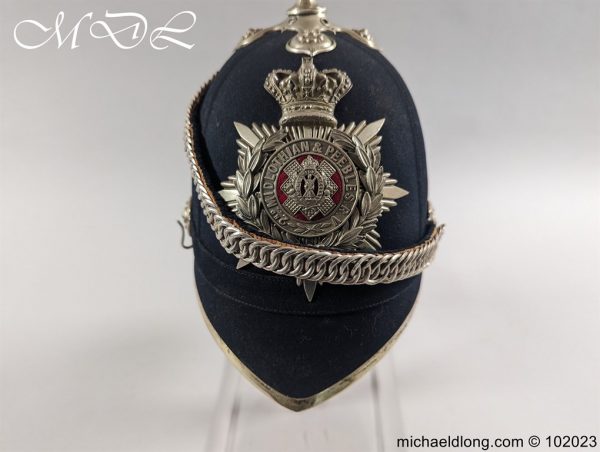 Victorian Midlothian and Peebles Officer’s Blue Cloth Helmet - Image 2