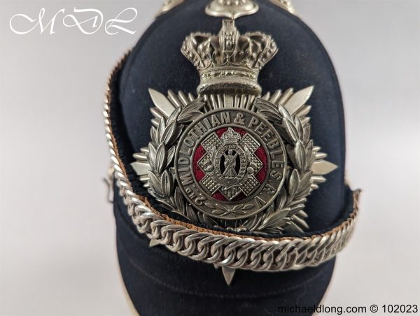 Victorian Midlothian and Peebles Officer’s Blue Cloth Helmet - Image 14