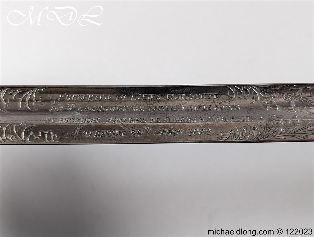 Lanarkshire 50th Rifle Volunteer Presentation Sword - Image 10