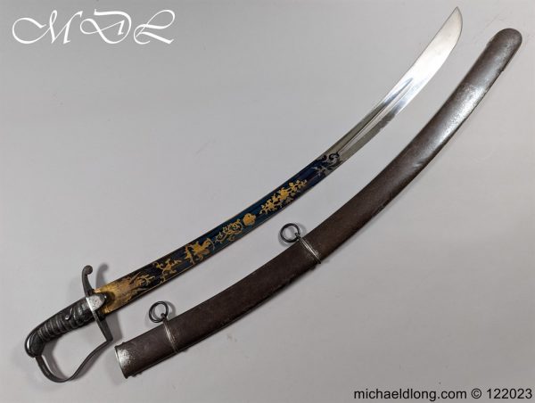 English 1796 Blue and Gilt Light Cavalry Officers Sword