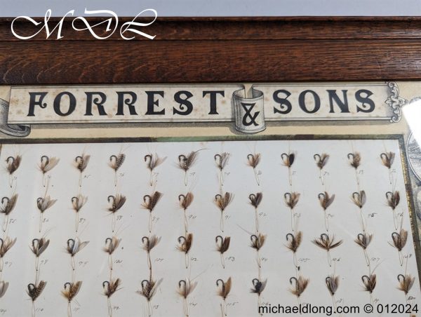 Antique Oak Framed Display of 72 Trout Flies Forrest of Kelso - Image 10