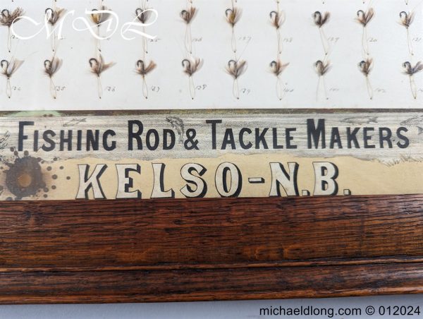 Antique Oak Framed Display of 72 Trout Flies Forrest of Kelso - Image 5