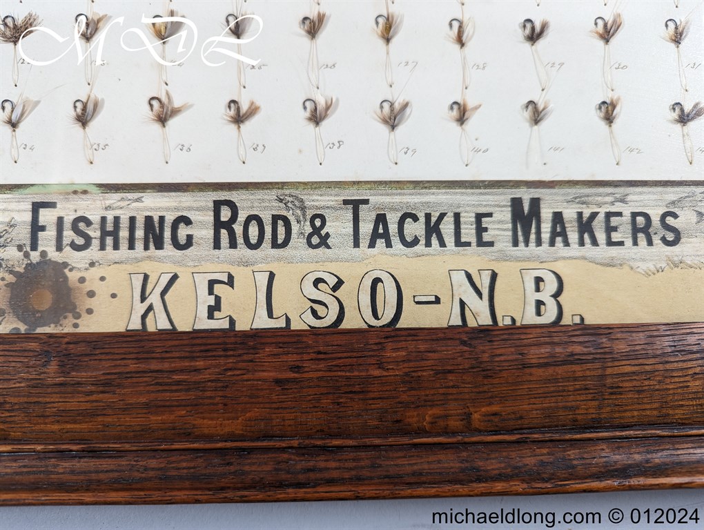 Antique Oak Framed Display of 72 Trout Flies Forrest of Kelso - Image 5