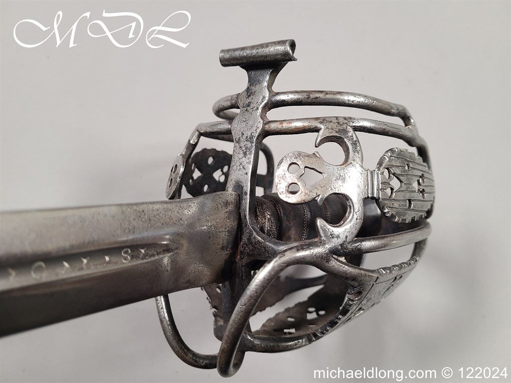 Scottish Basket Hilt Broad Sword c 1740 - Image 9