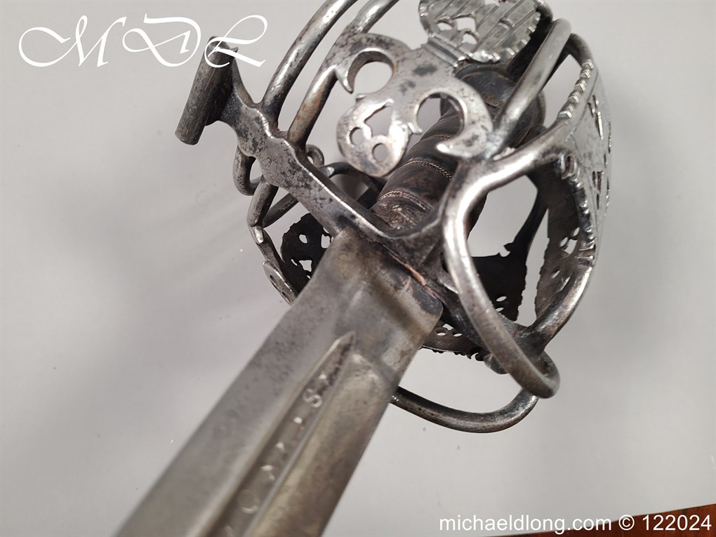 Scottish Basket Hilt Broad Sword c 1740 - Image 7