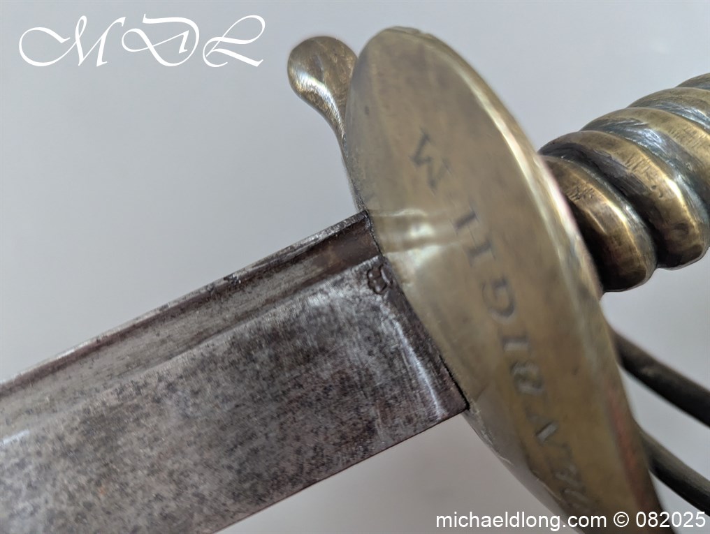 British 1742 Brass Hilted Hanger S Harvey - Image 5