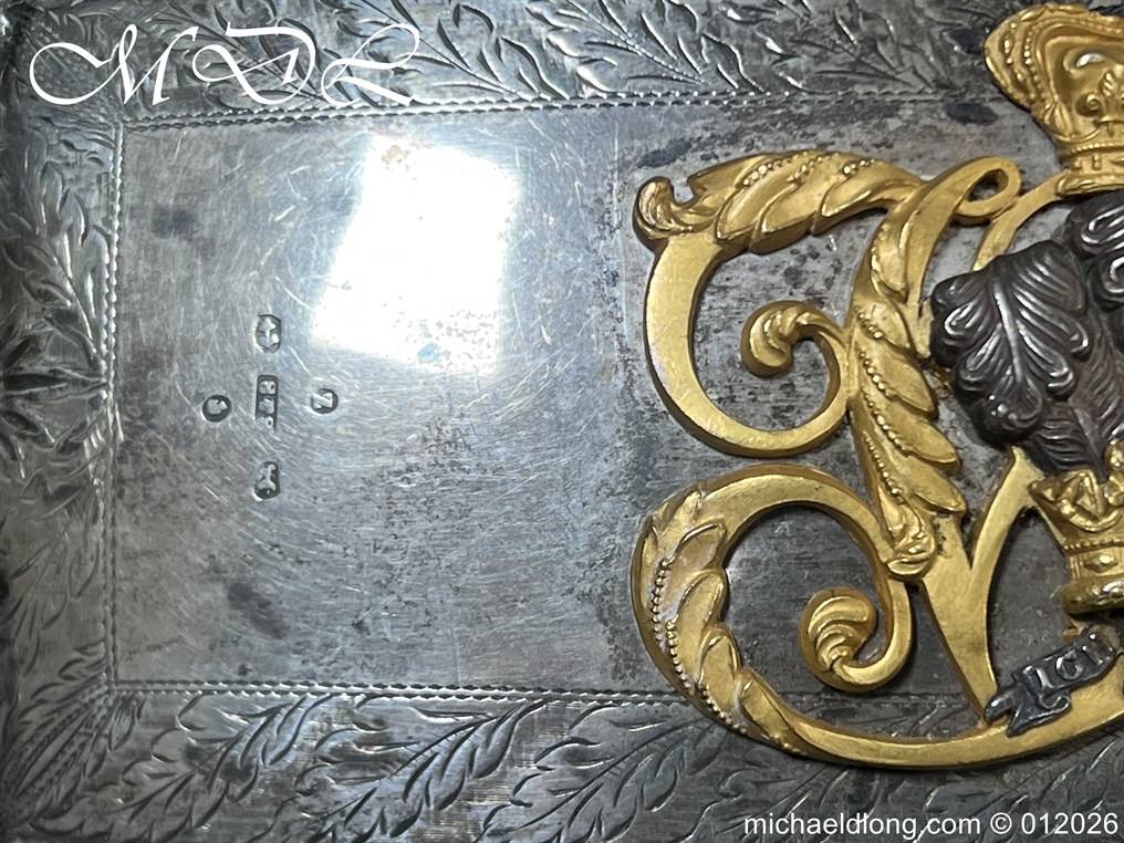 Victorian 3rd Dragoon Guards Officers Full Dress Silver Pouch and Cross Belt - Image 18