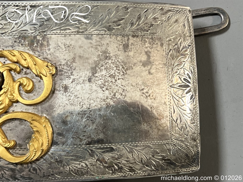 Victorian 3rd Dragoon Guards Officers Full Dress Silver Pouch and Cross Belt - Image 16