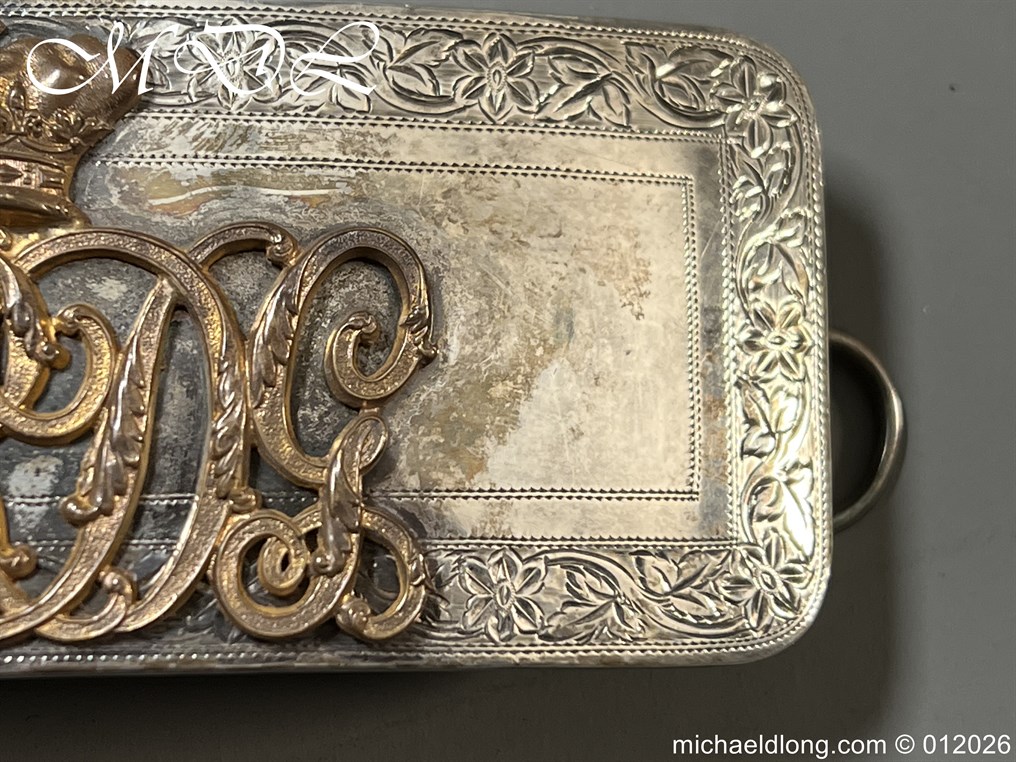 7th Royals Dragoon Guards Officers Hallmarked Silver Pouch and Cross Belt - Image 12
