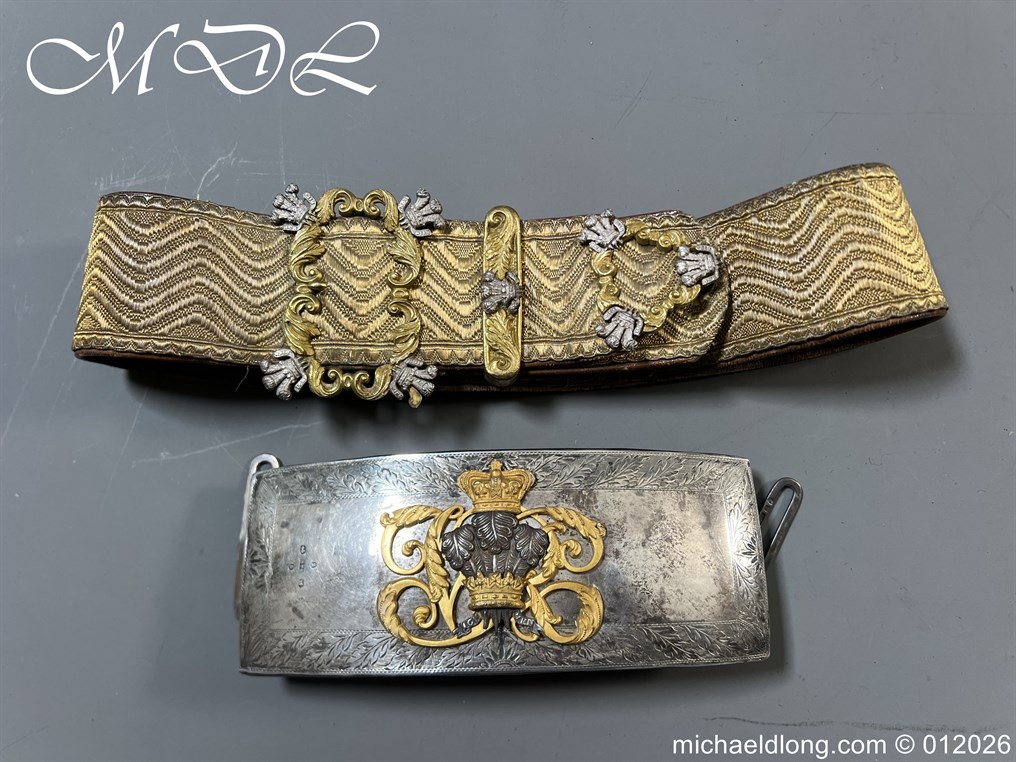 Victorian 3rd Dragoon Guards Officers Full Dress Silver Pouch and Cross Belt.
