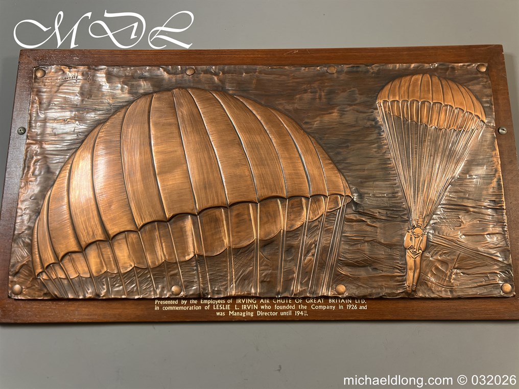 Presentation Copper Relief Art to Leslie L. Irvin Parachutist