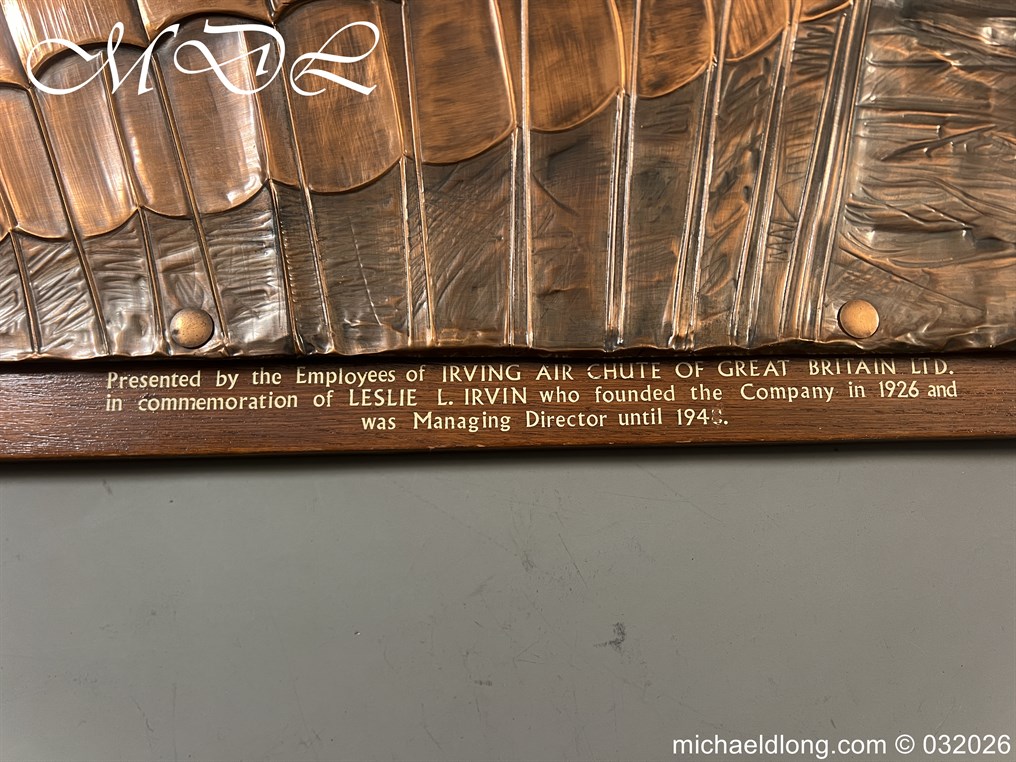 Presentation Copper Relief Art to Leslie L. Irvin Parachutist - Image 12