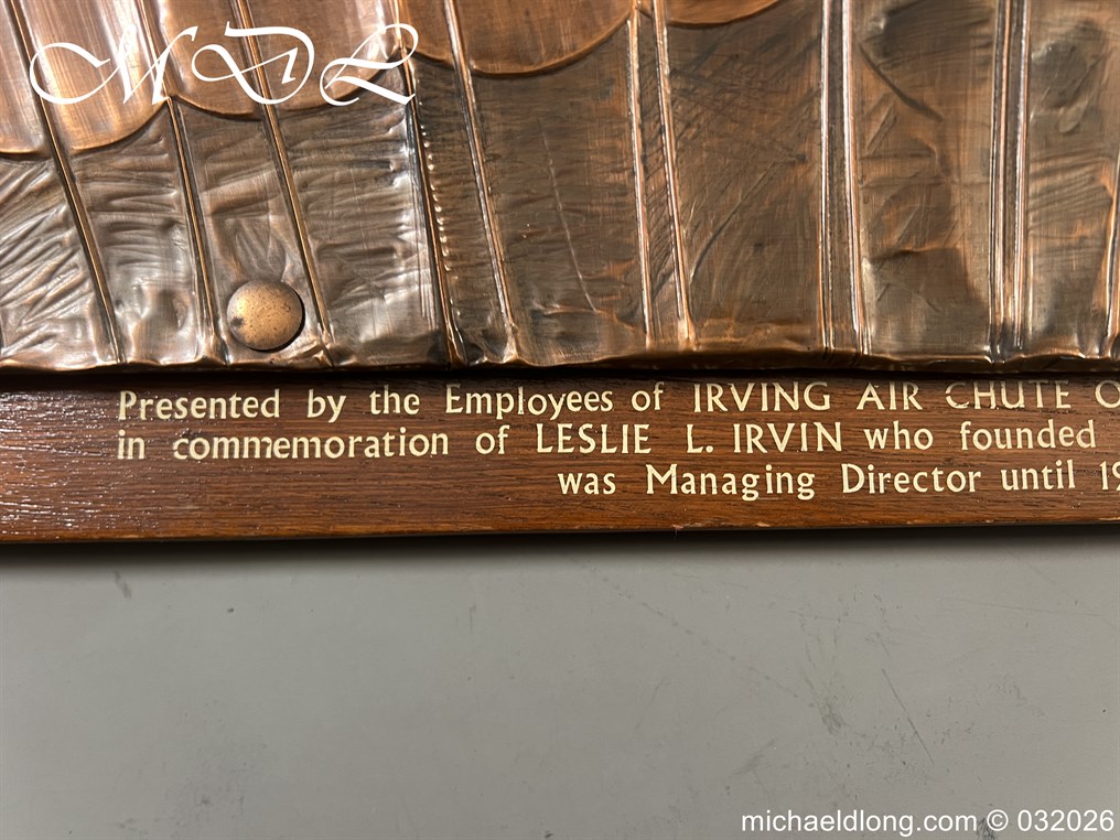 Presentation Copper Relief Art to Leslie L. Irvin Parachutist - Image 11