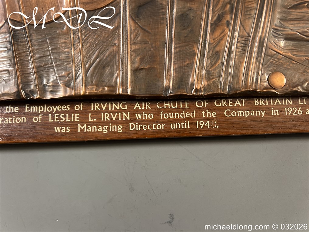 Presentation Copper Relief Art to Leslie L. Irvin Parachutist - Image 10