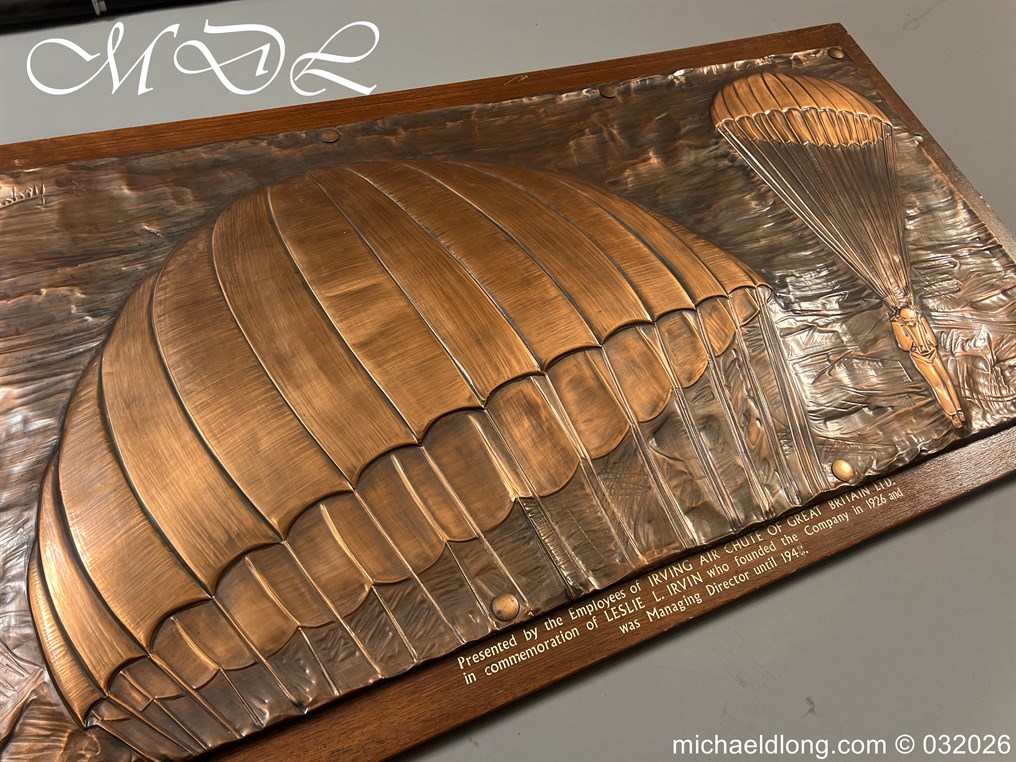 Presentation Copper Relief Art to Leslie L. Irvin Parachutist