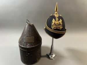 Edwardian Royal Engineers Officers Helmet named to B J M Bebb