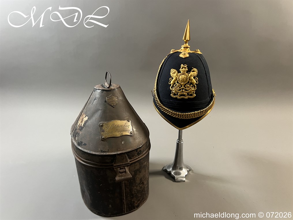 Victorian Royal Engineers Officers Blue Cloth Helmet
