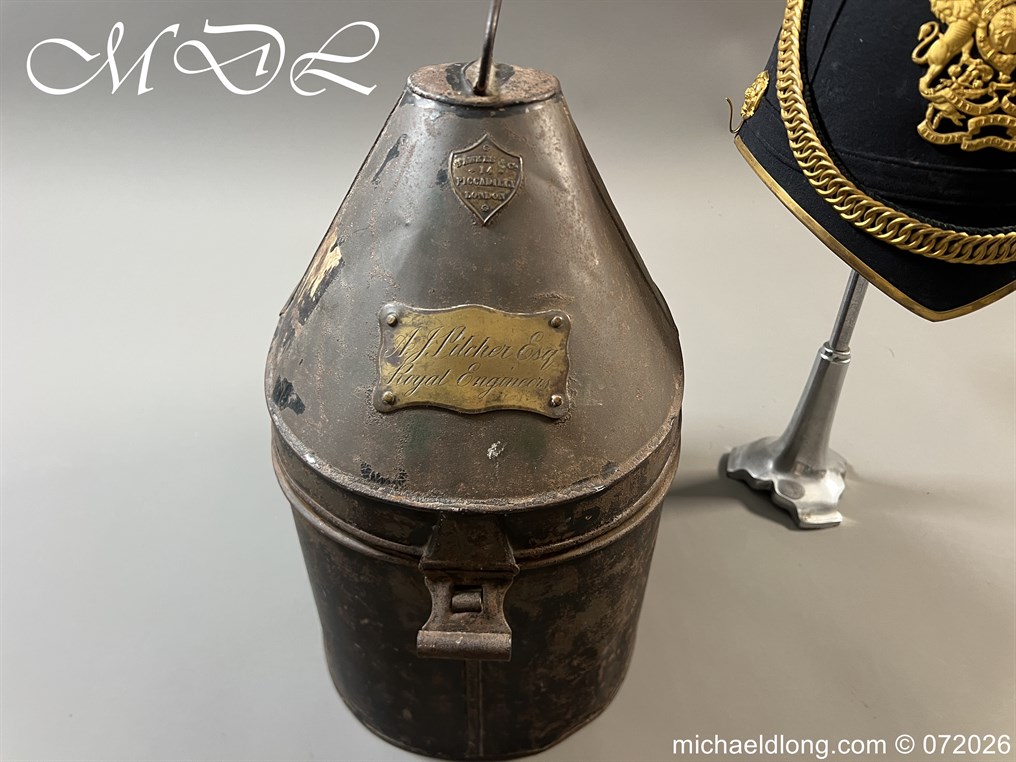 Victorian Royal Engineers Officers Blue Cloth Helmet - Image 2
