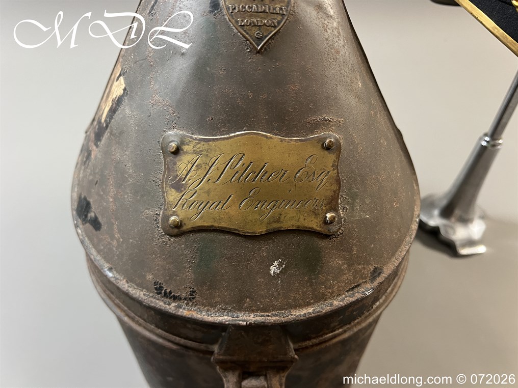 Victorian Royal Engineers Officers Blue Cloth Helmet - Image 15