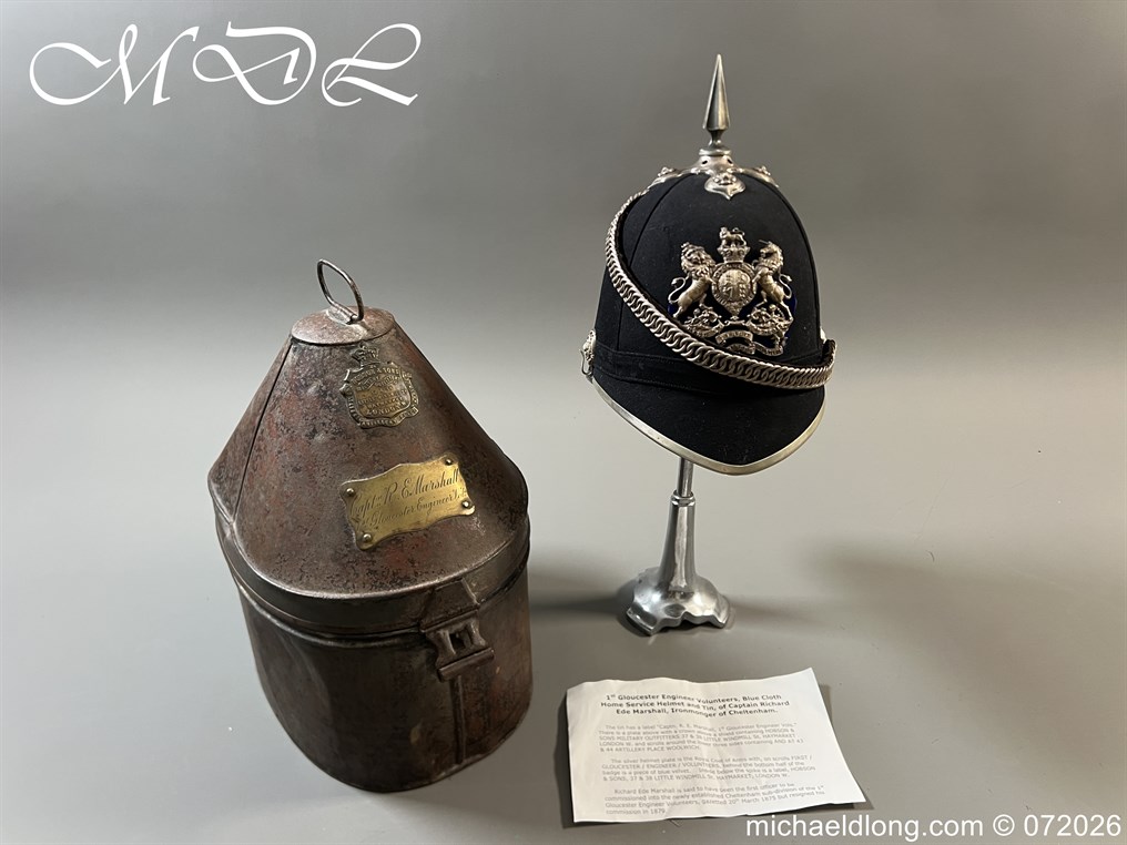Victorian 1st Gloucester Engineers Officers Blue Cloth Helmet