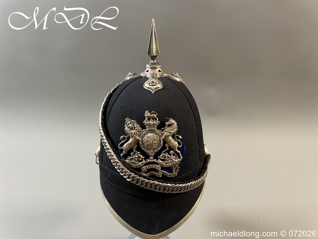 Victorian 1st Gloucester Engineers Officers Blue Cloth Helmet - Image 2